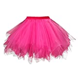 Topdress Women's 1950s Vintage Tutu Petticoat Ballet Bubble Skirt (26 Colors) Fuchsia XXL