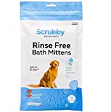 Scrubby Pet No Rinse Pet Wipes, Rinse Free Shampoo Mittens for Dogs and Cats, Bath Wipes for Bathing and Washing Pets, Hypoallergenic No Rinse Wash Mitt for Grooming, Lather Wipe Dry - 5 Pack