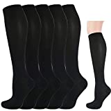 5 Pairs Graduated Compression Socks for Women&Men 20-30mmhg Knee High Sock (Black3-Classic, Small/Medium(US SIZE))