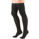 Truform 20-30 mmHg Compression Stockings for Men and Women, Thigh High Length, Dot Top, Closed Toe, Black, Medium
