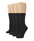 No Nonsense Womens Feel Good Compression Crew Sock, 4 Pair Pack, Black, 4-10