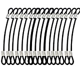 Bytiyar 20 pcs 5.9 inches (15cm) Stainless Steel Wire Rope Lanyard Cable Tether Safety Strap with Vinyl Cover Coated and 2 Loops Black