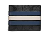 Coach Men's 3-In-1 Wallet In Signature Canvas With Varsity Stripe (Charcoal - Denim - Chalk)