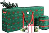 Christmas Tree Storage Bag 7.5 ft, Fits up to 9 ft Tall, Artificial Xmas Tree Box Storage Container with Ornament Storage Bag 2 Pack, 600D Waterproof with Reinforced Handles & Dual Zipper-Green