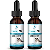 (2 Pack) Hemp Oil for Dogs and Cats - 250,000mg Natural Hemp Extract - for Pain Anxiety & Stress Relief - Supports Joints Hip & Skin Health Zero Cbd Oil