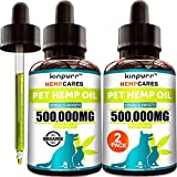 (2 Pack) Hemp Oil for Dogs and Cats - Natural Calming Aid - Helps with Discomfort, Stress, Anxiety - 500,000 MG Pet Hemp Oil Drops for Immunity, Hip and Joint Health - Omega 3, 6, 9 - American Quality
