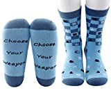 G2TUP 2 Pairs Chess Gifts Socks for Men Funny Player Joke Club Team Gift Choose Your Weapon for Chess Player (2 Pairs/Set, Mid Calf)