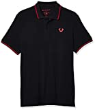 True Religion Men's Crafted with Pride Polo, Black with red Piping, L