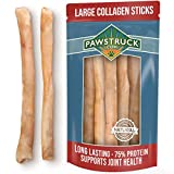 Pawstruck Beef Collagen Sticks for Dogs, Long Lasting Chews for All Breeds, 5-Count Bully Sticks and Rawhide Alternative Treats w/Chondroitin & Glucosamine, Low Fat & High Protein Dental Treats