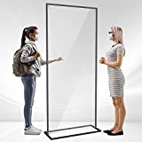 Floor Standing Sneeze Guard (82.6"H x 34.3"W)- Clear Plexiglass Partition Dividers FreeStanding, Plexiglass Barrier Floor Standing Protective Shield for Office/Counter/Classroom/Reception