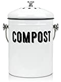 Granrosi Stylish Farmhouse Kitchen Compost Bin - 100% Rust Proof w/ Non Smell Filters - Easy Clean 1.3 Gallon Container Looks Fabulous on Your Kitchen Countertop