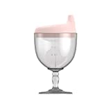 ZANOTA Plastic Wine Glass Baby Goblet Party Cup Drinkingcup Beverage Mug Milk Bottle with Lid for Kids on Birthday Party tumblers Christmas or New Year Celebration (Pink)