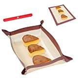 KITCHENRAKU KR Silicone Baking Mat with Buttons,Non-Stick Silicone Cookie Sheet Mat , Silicone Leakproof Basket, Reusable Pastry Sheet, Leak Proof Tray for Pizza, Cookie, Pie ( 11.8 X 15.7 In Brown)
