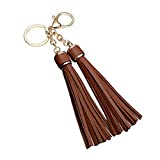 JOUDOO Woman Leather Tassel Keychain Bag Charm Pendant Accessories for Purse Handbag Car Key GJ023 (Dark Brown)