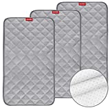 Bamboo Diaper Changing Pad Liner Non-Slip, Soft Terry Waterproof Changing Pad Mat, Quilted Absorbent Bassinet Liner Washable, 3 Pack Large 14"x 27" Reusable Changing Table Pad Protector Grey