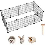 C&AHOME Pet Playpen, Small Animals Supplies, 12 Panels Exercise Playpens Cage, C Grids Portable Yard Fence Indoor, Ideal for Guinea Pigs, Puppy Pet Products, DIY Metal Yard Fence, 12"  15" Black