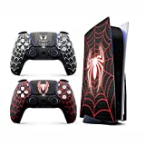 HK Studio PS5 Skin with Black & Red Spider - Easy Peel and Stick PS5 Skin Disc Edition with No Bubble, Waterproof - Playstation 5 Skin - Including PS5 Controller Skin and PS5 Console Skin