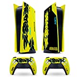 Ps5 skin "yellow cyber" protective wrap cover vinyl sticker decals for sony playstation 5 disk version console and two dual sense 5 sticker ps5 console and controller
