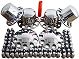 MRJLK Chrome ABS Complete Axle Cover Set with Standard Hub Caps and 33mm Screw-On Lug Nut Covers for Semi Trucks (2 Front and 4 Rear)