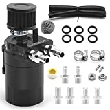muge racing Universal Oil Catch Can Tank Kit Polish Baffled Reservoir with Breather Filter with 3/8" Fuel Line,Aluminum,Black,400ml