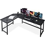 Coleshome 66" L Shaped Gaming Desk, Corner Computer Desk, Sturdy Home Office Computer Table, Writing Desk, Larger Gaming Desk Workstation, Black