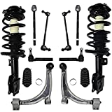 Detroit Axle - Front Struts + Lower Control Arms + 11.8 Sway Bars + Tie Rods Replacement for Chevy Malibu Pontiac G6 Saturn Aura [w/o RPO Code FE5] - 12pc Set