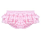 ACSUSS Men's Satin Frilly Thong Sissy Crossdress Bloomer Ruffled Skirted Panties Type A Pink Medium