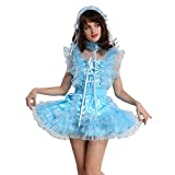 GOceBaby Lockable Sissy Maid Satin Organza Light Blue Puffy Dress (XX-Large)