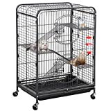Yaheetech 37-inch Metal Ferret Cage Small Animals Hutch w/ 2 Front Doors/Feeder/Wheels for Squirrel,Black