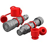 Flat Face ISO 16028 to Ag ISO 5675 Pioneer Style Hydraulic Quick Connect Coupler Adapter Set W/Dust Caps