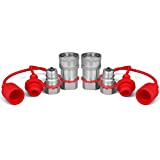 3/8" Ag ISO 5675 Hydraulic Quick Connect Couplers with Dust Caps,Pioneer Style Hydraulic Coupler,3/8â€ NPT Thread and 3/8â€ ISO Body