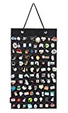 Hanging Brooch Pin Organizer, Display Pins Storage Case, Brooch Collection Storage Holder, Holds Up to 96 Pins.(Not Include Any Accessories) (S-96 Slots, Black)