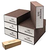 Wellgo 6 Pack Sanding Sponges,Coarse & Fine Sanding Blocks in 60/80/100/120/180/220 Grit Assortment- Great for Pot Brush Pan Brush Sponge Brush Glasses Sanding Wood Sanding Metal Sanding (6 Pack)