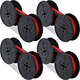 4 Pairs Universal Typewriter Ribbon Twin Spool Typewriter Ribbon Twin Spool Replacement Pack for Most Typewriter (Red, Black)