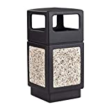 Safco Products Canmeleon Outdoor/Indoor Aggregate Panel Trash Can 9472NC, Black, Natural Stone Panels, Outdoor/Indoor Use, 38-Gallon Capacity