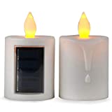 TELOSMA 2 PCS Solar Powered LED Candle Light Flameless Rechargeable for Window Outdoor Yard Lamp