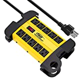 CRST 10-Outlets Heavy Duty Power Strip Metal Surge Protector with 15 Amps, 15-Foot Power Cord 2800 Joules for Garden, Kitchen, Office, School, ETL Listed(3165047) (10-Outlet, Yellow)