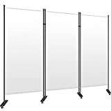 VEVOR Office Partition 102" W x 14" D x 71" H Room Divider Wall 3-Panel Office Divider Folding Portable Office Walls Divider with Non-See-Through Fabric Room Partition White for Room Office Restaurant