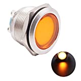 mxuteuk 110V-220V 22mm LED Metal Indicator Light Waterproof Signal Lamp with Wire for Car Truck Boat DQ22-110V-Y