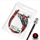 [UL Wire] Chanzon 5 pcs 8mm Panel Mount + 5mm LED Colored Red Pilot Diode Light (Diffused Round Lens) 12V Universal Flush Mount Dash Board Indicator Panel Socket Lights Bulb Lamp for Cars Boats