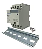 Electrodepot 60 Amp 4 Pole Normally Open Contactor, 110-120V Coil, Motor Load 40A, Lighting 63A Bundle with Slotted Steel Zinc Plated DIN Rail, 35 mm x 6 in â€“ 1 Piece with 2#10 Screws