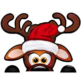 Bigtime Signs Fun Jumbo Reflective Magnetic Peek-A-Boo Reindeer Christmas Car Decorations Kit | Funny Santa's Helper Face + 2 Hooves | Reindeer Holiday Automotive Magnet (Peek-A-Boo Reindeer)