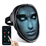 Led Mask with Programmable,Bluetooth Face Mask, Light up Mask for Costumes Cosplay Masquerade Party (3AA Battery)