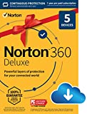Norton 360 Deluxe (2022 Ready) Antivirus software for 5 Devices with Auto Renewal - Includes VPN, PC Cloud Backup & Dark Web Monitoring [Download]