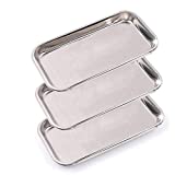 3 Pack Professional Medical Surgical Stainless Steel Dental Procedure Tray Thickening Lab Instrument Tools Trays -Flat Type (8.6" 4.3" 0.8", 3)