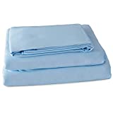 MABIS Hospital Bed Sheets that Include Fitted Sheet, Top Sheet and Pillowcase made of Cotton Polyester Blend, 132 Thread Count, Blue, Hospital Blue 3 Piece Set (554-7070-0156)