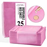 AMZGIRL 25pcs Disposable Bed Sheet Massage Table Sheet Waterproof Non Woven Fabric Breathable Bed Cover for SPA Tattoo Hotels Beauty Salon 31"X 71" (Oil Proof,Pink)