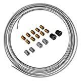 4LIFETIMELINES Brake Line Kit – Professional Grade Galvanized Steel Tube 3/16 Brake Line – 25Ft Brake Line Tubing Coil with 16 Fittings