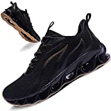 TIAMOU Running Shoes Men Walking Shoes Gym Sport Sneakers Black&Yellow