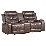 Lexicon Noura Power Double Reclining Loveseat, Brown